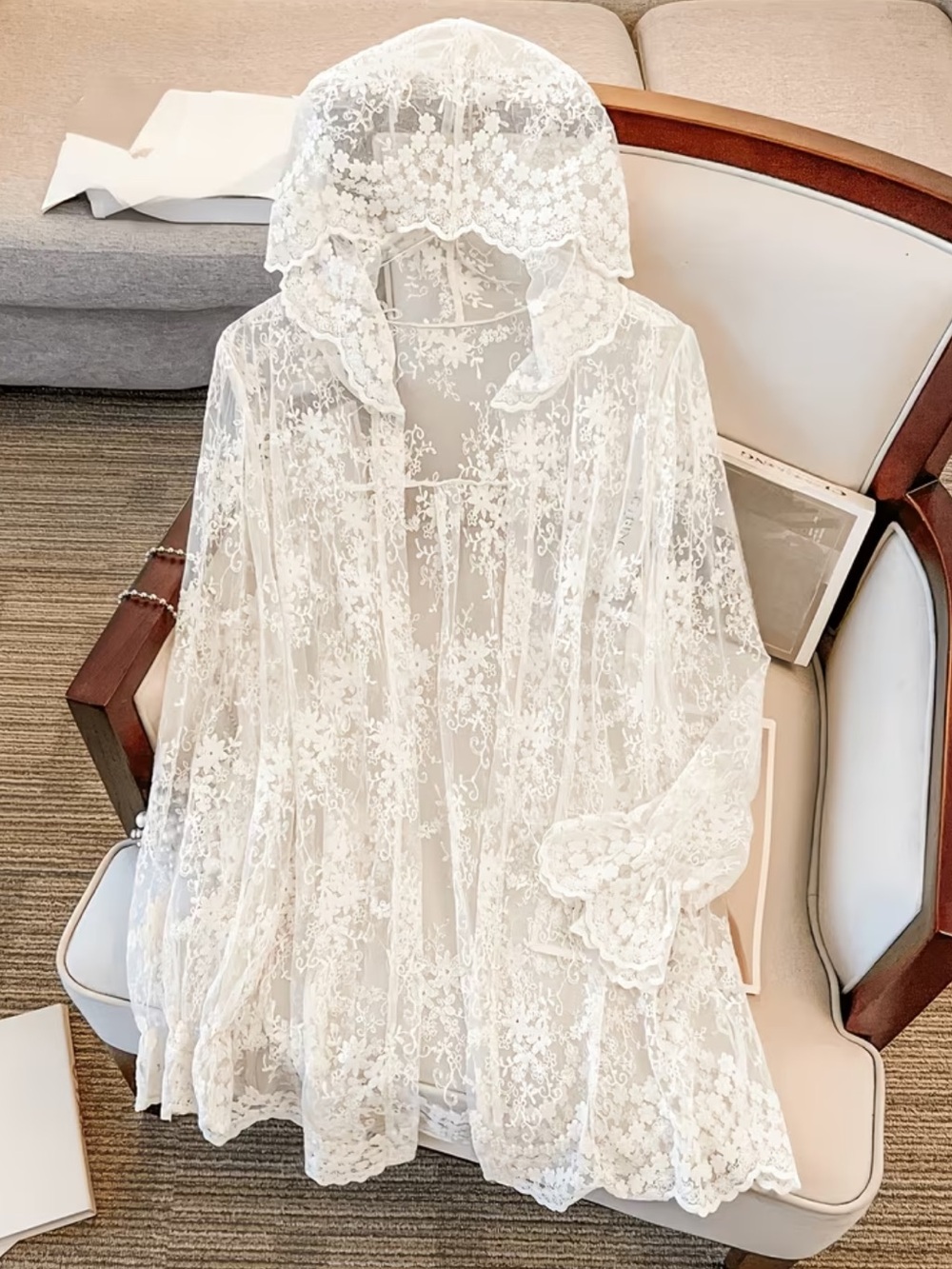 Spring Summer Casual Sexy Travel Beach Vacation Date Hollow Mesh Embroidered